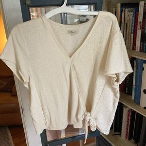 Madewell Texture & Thread Wrap-Tie Top Beige XL